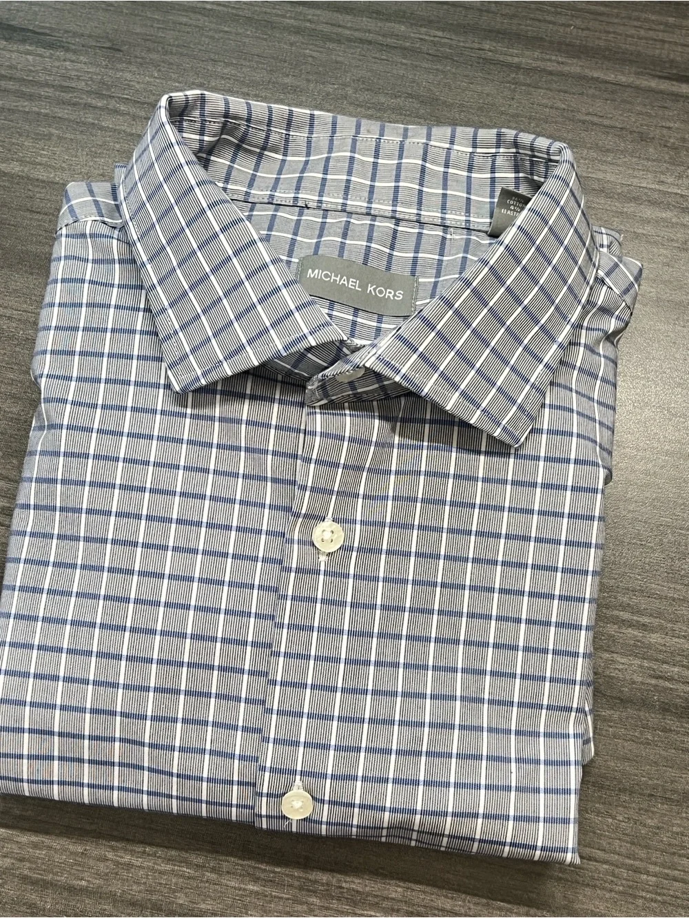 Michael Kors Men’s XL Blue Plaid Business Button up Dress Shirt